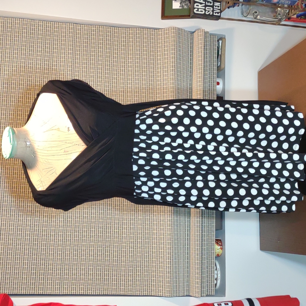 Black and White Polka Dot Dress Size L by DOTS